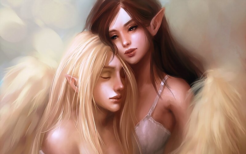 Two Elf-like Women — Beige