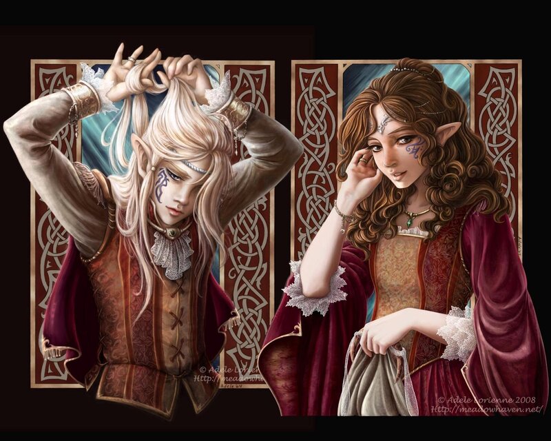 Two Elf-like Women — Maroon