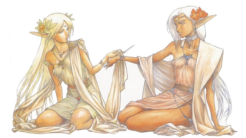 Two Elf-like Women — White