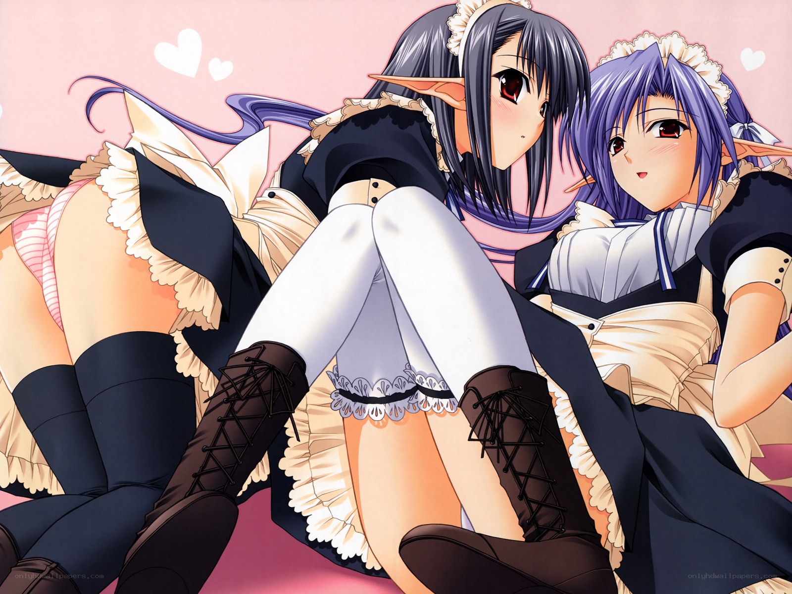 Two elf maids in a cozy pose