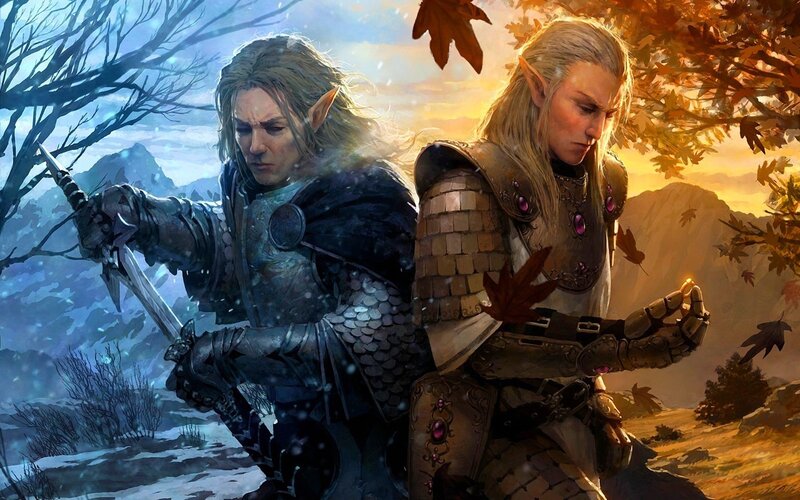 Two Elf Warriors — Blue