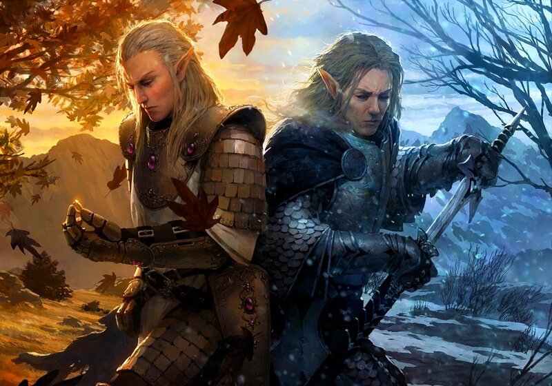 Two Elf Warriors — Brown