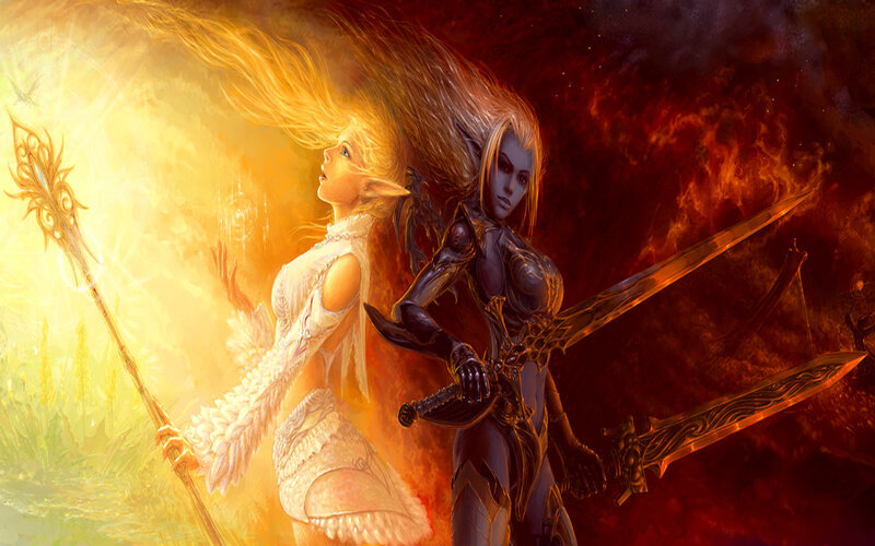 Two Elf Warriors — Orange