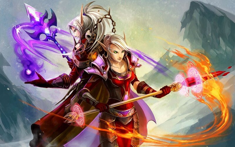Two Elf Warriors — Red