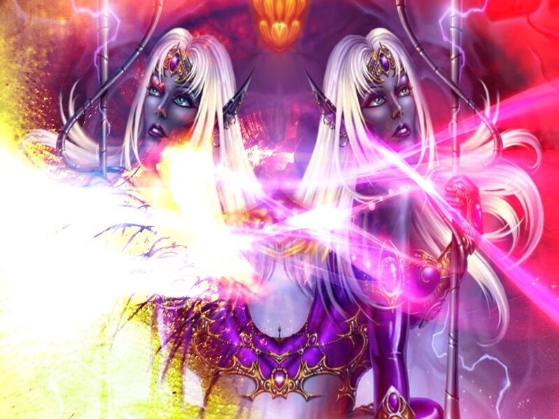 two elf warriors with magic
