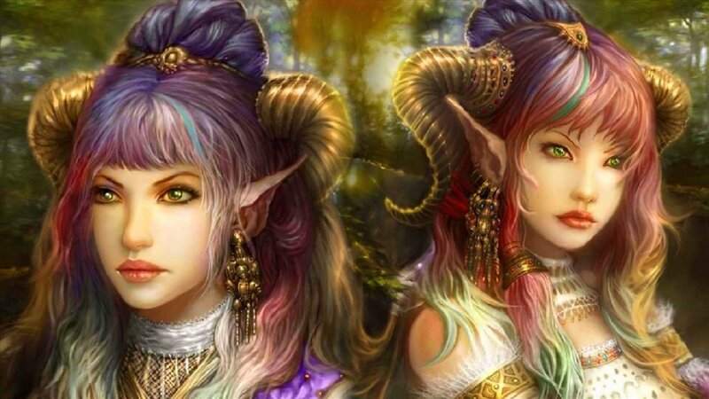Two Elf Women with Horns
