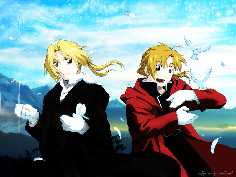 Two Elric brothers with doves