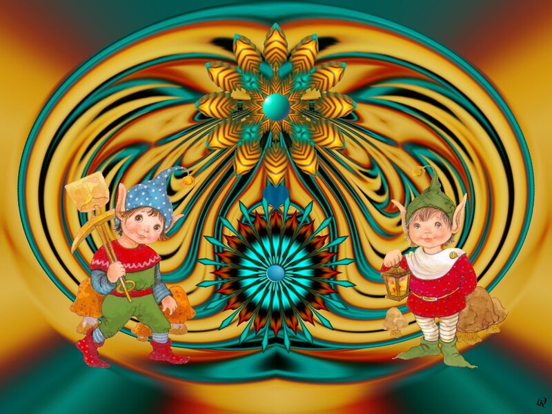 Two Elves in Fantasy Scene