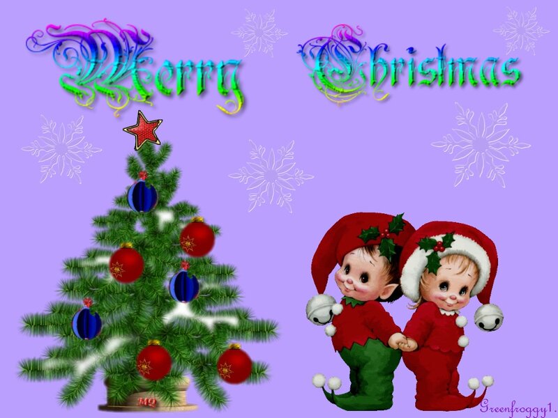 Two Elves with Christmas Tree