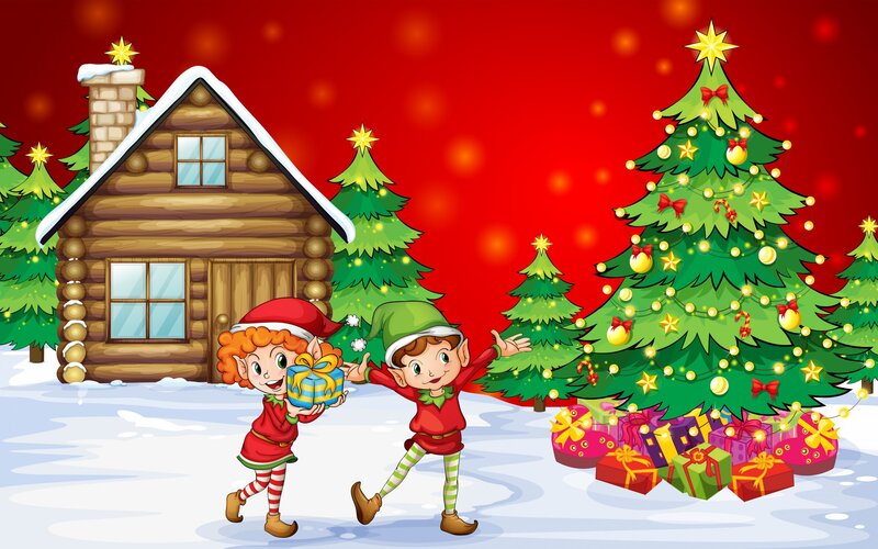 Two Elves with Gifts