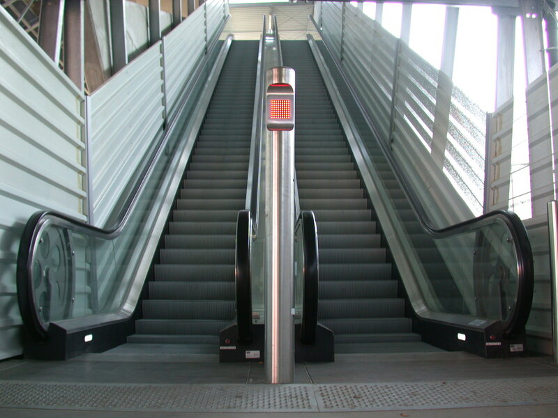 Two escalators in a transit station