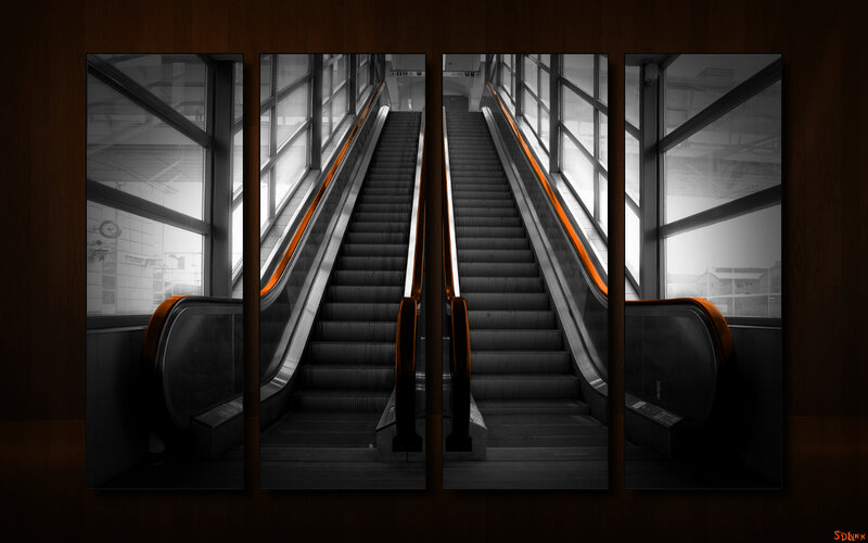 Two Escalators in Station — Black