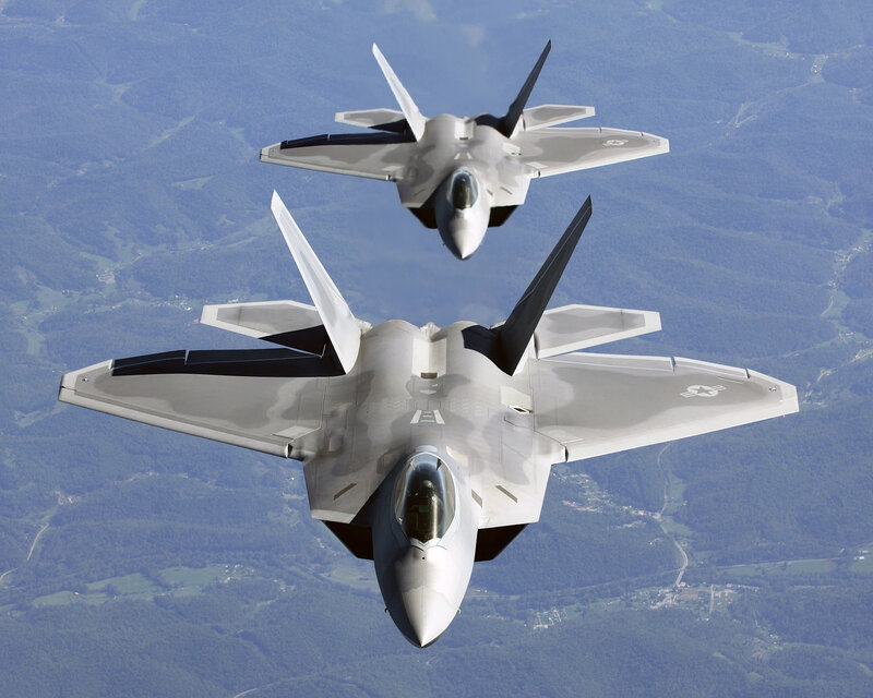 Two F-22 Raptors in formation