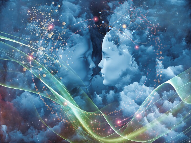 Two Faces in Clouds — Blue, Ethereal