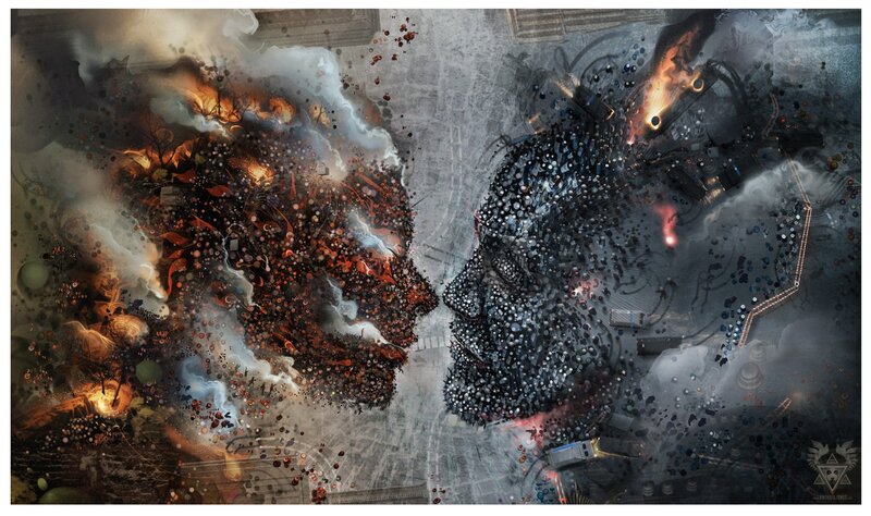 Two Faces in Conflict — Gray