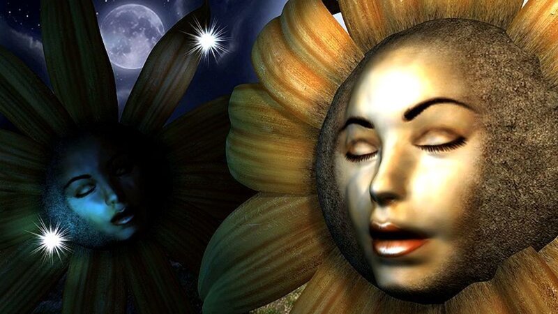 Two Faces in Flower Heads