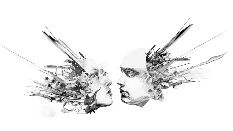 Two Faces in Profile — Black, Abstract