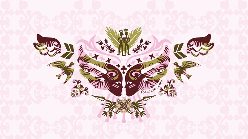 Two Faces in Profile — Pink