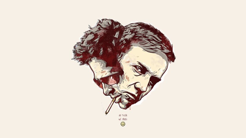 Two Faces in Profile — Red, Dark