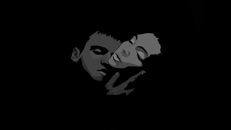 Two Faces in Silhouette — Black