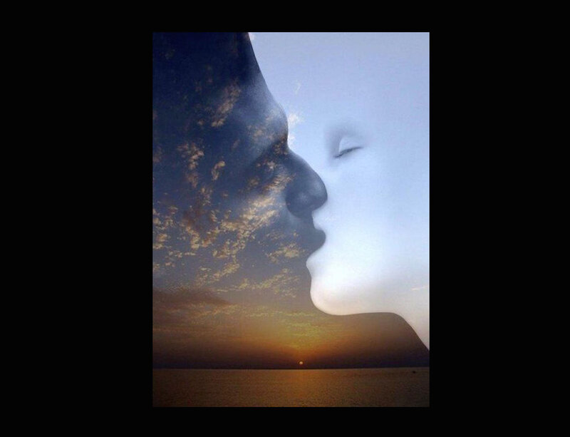 Two Faces Kissing — Blue, Serene