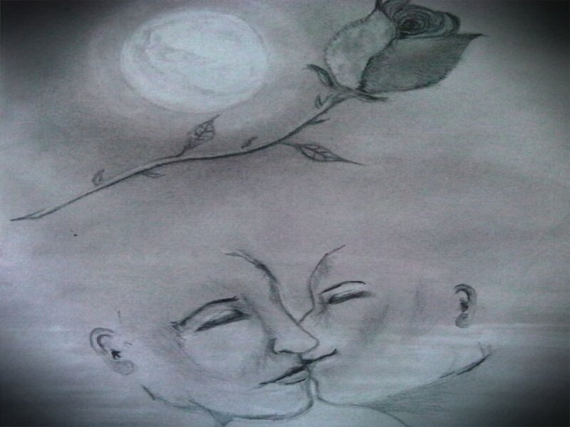 Two Faces Kissing — Gray, Serene