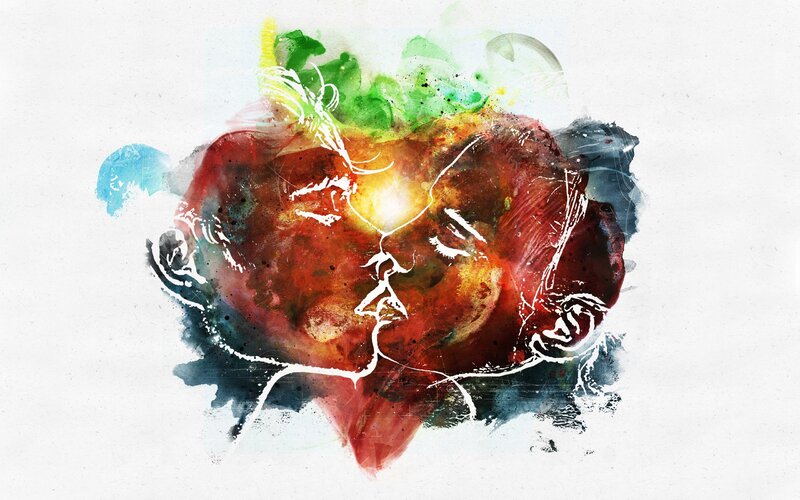Two Faces Kissing — Red