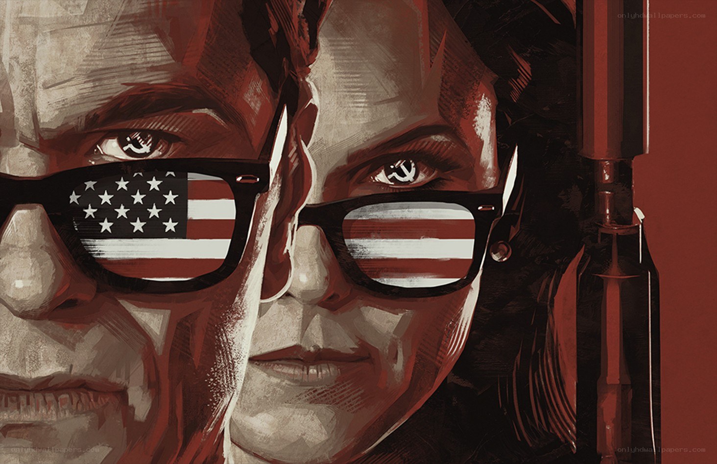 Two faces with flag glasses