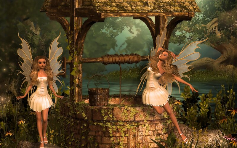 Two Fairies at a Well