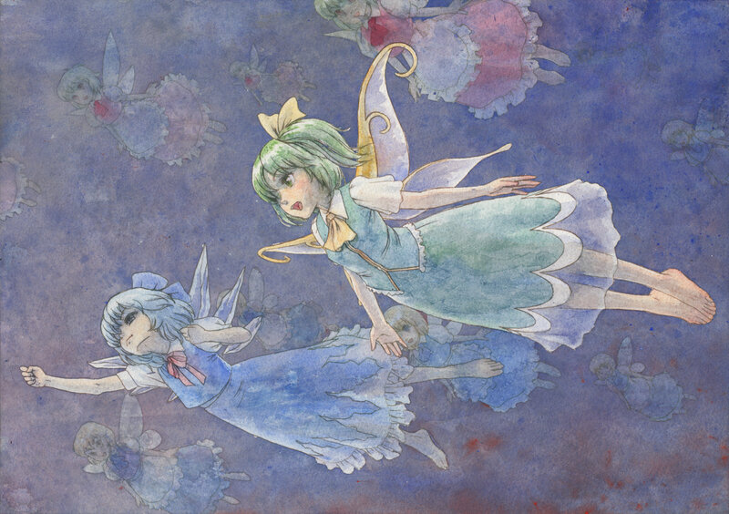Two Fairies Flying — Blue, Dreamy