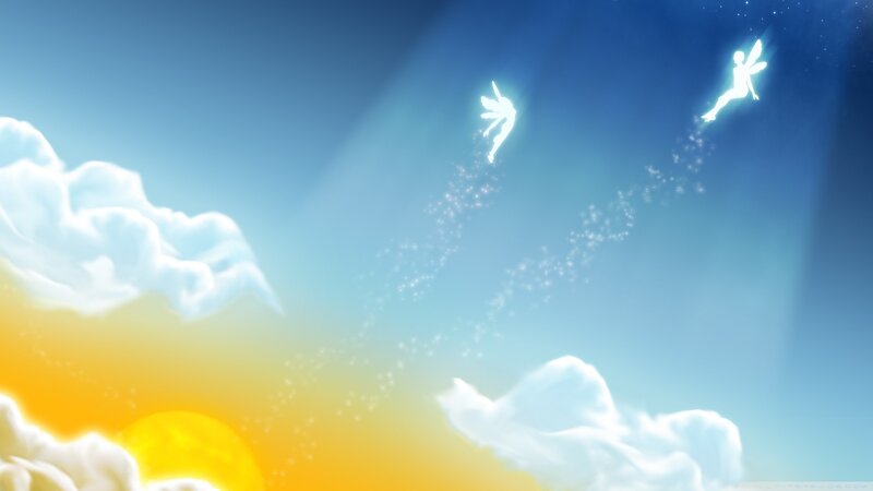 Two Fairies Flying — Blue, Serene