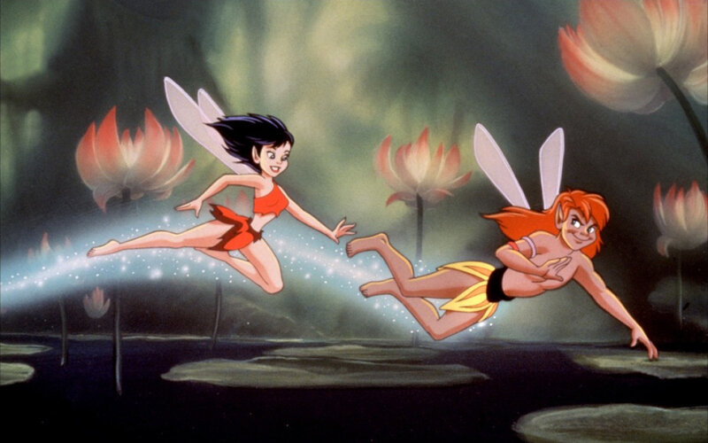 Two Fairies Flying — Green, Playful