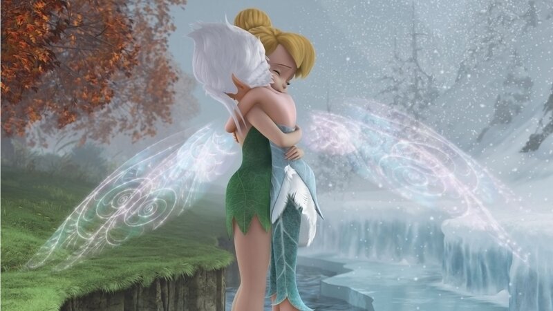 Two Fairies Hugging — Green