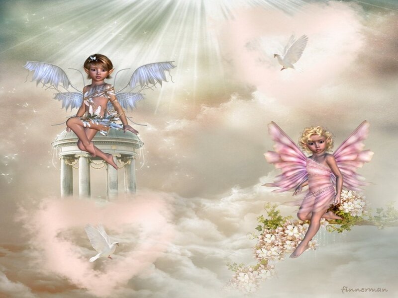 Two Fairies in Clouds