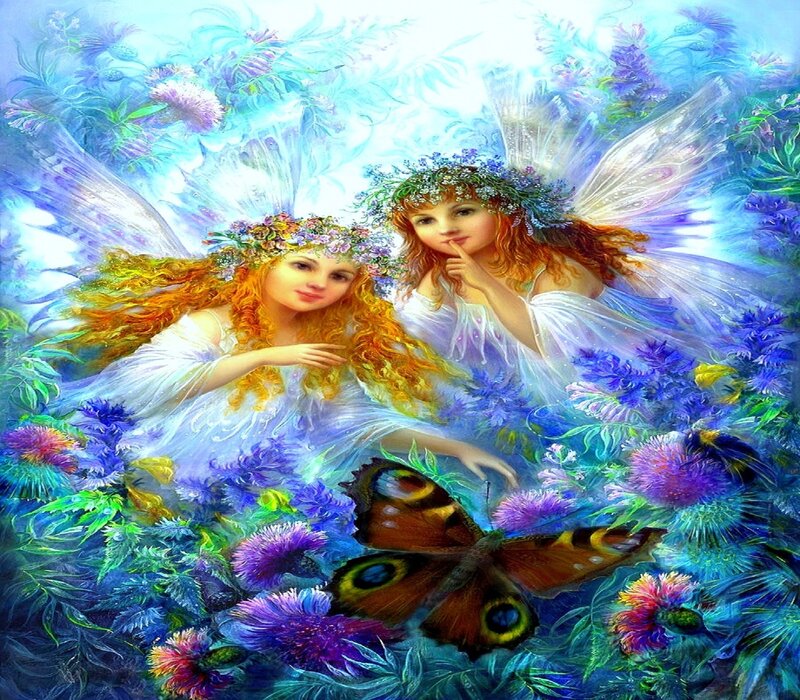Two Fairies in Flowers
