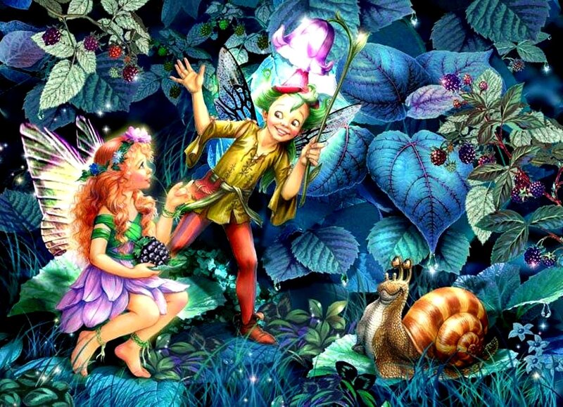 Two Fairies in Forest — Blue, Magical