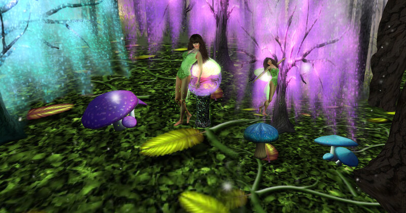 Two Fairies in Forest — Green