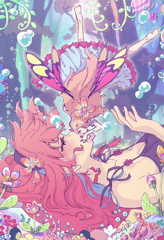 Two Fairies in Forest — Pink