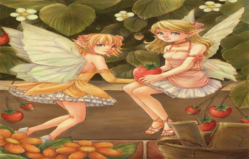 Two Fairies in Garden — Green, Serene