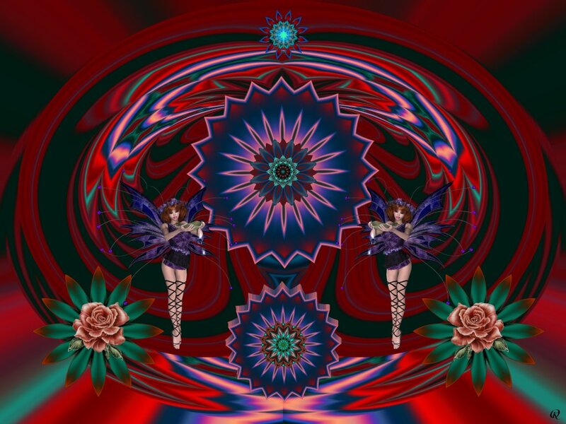 Two Fairies in Mandala