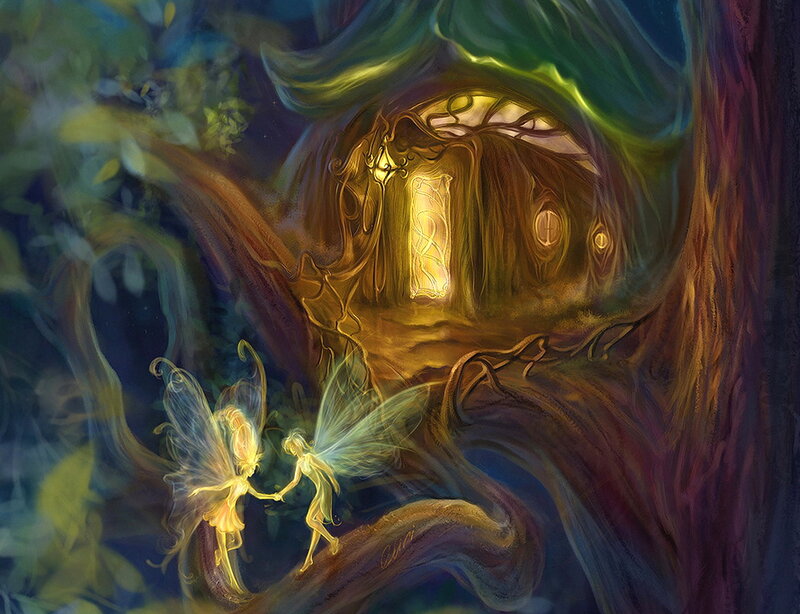 Two Fairies in Tree