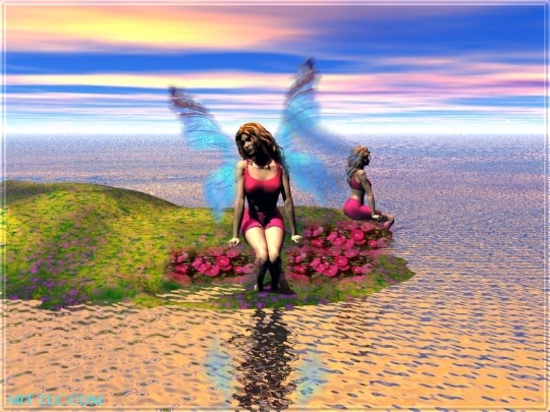 Two Fairies on a Floating Island