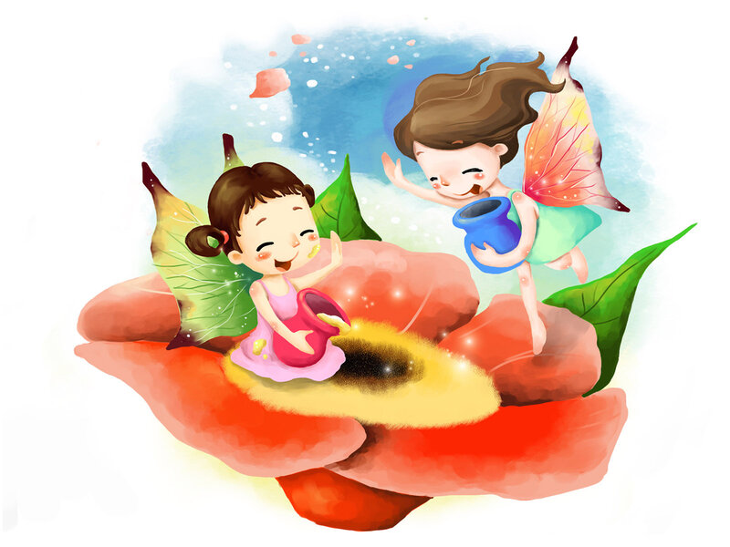 Two Fairies on a Flower