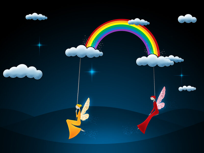 Two Fairies on a Rainbow