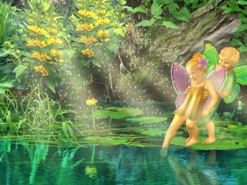 Two Fairies on Lily Pads