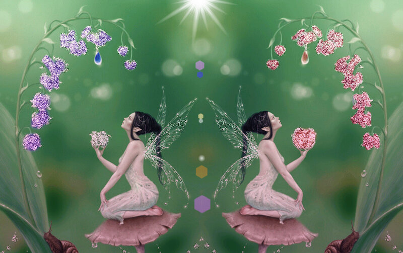 Two Fairies on Mushrooms