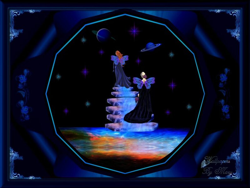 Two Fairies on Stairs