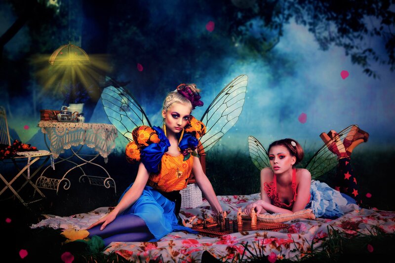 Two Fairies Playing Chess