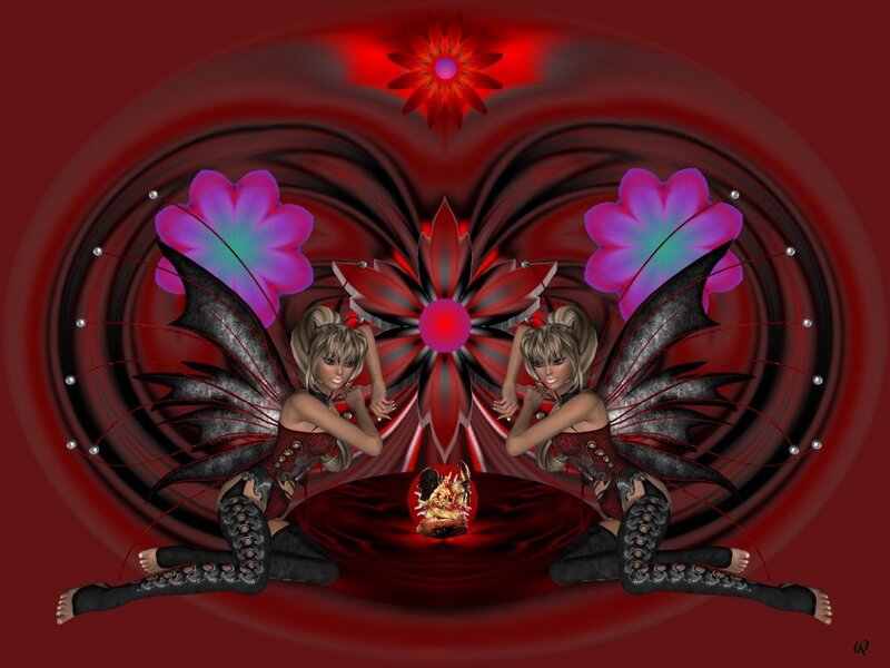 Two Fairies with Black Wings