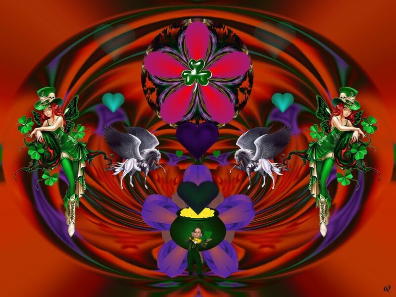 Two Fairies with Clovers